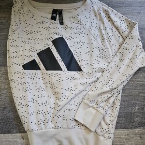 Adidas Men's Cream and Black Sweater